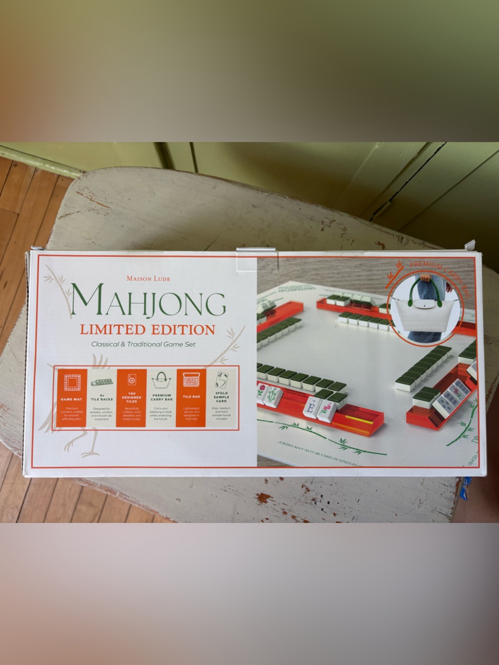 Mahjong Limited Edition Game Set - White, Green, Orange